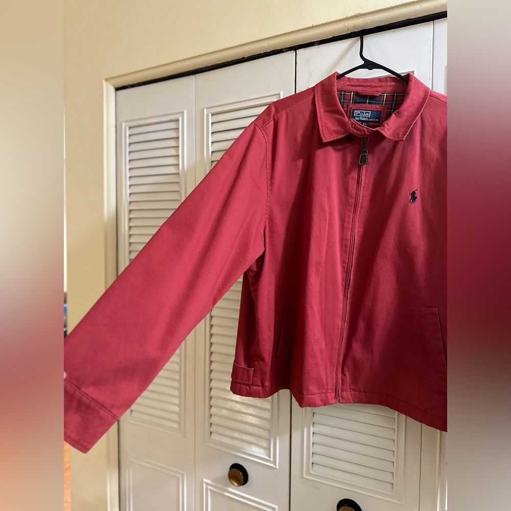 Red Polo by Ralph Lauren jacket. Great for fall layering or spring. Plaid lining